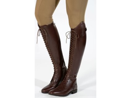Čižmy jazdecké Elegant Lace HKM, štandardné lýtko, dámske, hnedé