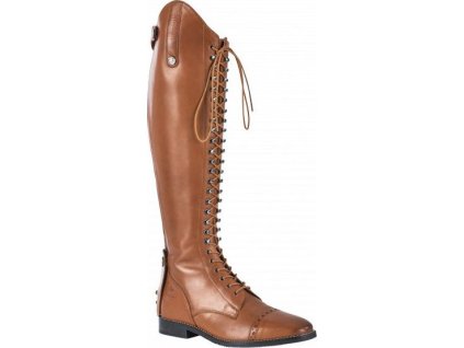 Čižmy jazdecké Laval BUSSE, širšie lýtko/vysoké, pre dospelých, cognac