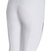 Rajtky jazdecké Fleece Equestro, s gripom, vyšším pásom, zimné, dámske, biele