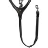 Poprsník kožený Equestro, s odnímateľným martingalom, s čiernym kovaním, čierny