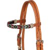 Set uzdečky a oťaží Bosal Burgundy Pearls Pool's, COB/FULL, cognac