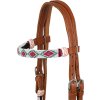 Set uzdečky a oťaží Bosal Beaded Pool's, COB/FULL, cognac