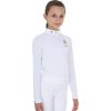 Tričko Competition Polo X Fise Equestro, s dlhým rukávom, so zipsom, detské, biele