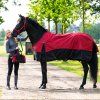 Deka výbehová QHP, s fleecom, sunset red (Dĺžka chrbta 135 cm	)