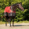 Deka výbehová QHP, s fleecom, sunset red (Dĺžka chrbta 135 cm	)