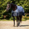 Deka výbehová QHP, s fleecom, misty blue (Dĺžka chrbta 135 cm	)