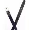Opasok elastický kožený Fager, black/navy (Dĺžka 80 cm)