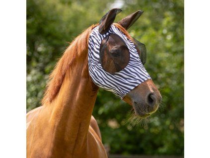 Maska Super bug QHP, s ochranou uší, zebra (Velikost SHETTY)