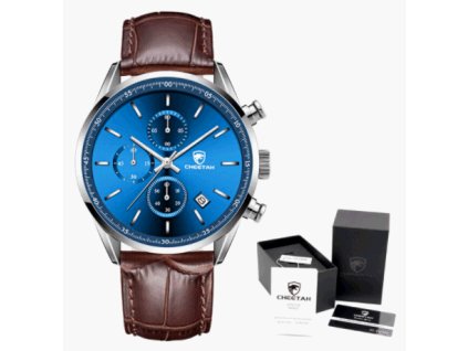 Pánské hodinky s chronografem Cheetah Steel Brown-Gold