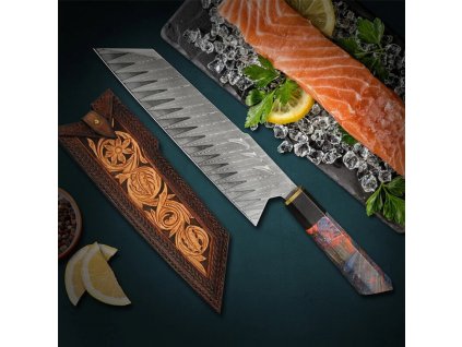 Prémiový kuchyňský nůž Kiritsuke PEDWIFE 7.9" XITUO 73 vrstev damaškové oceli