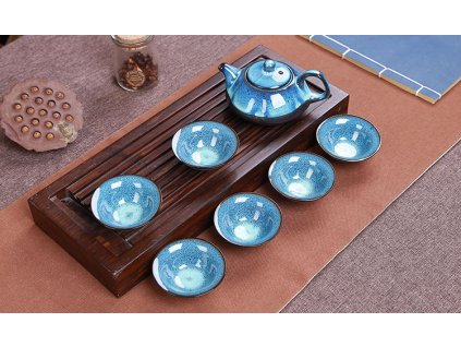 Japonská čajová sada Tenmoku 6+1
