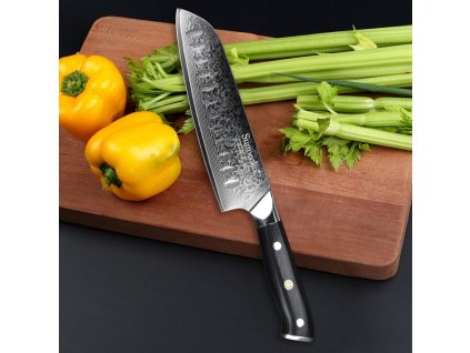 Kuchyňský Santoku nůž 7" Sunnecko 73 vrstev damaškové oceli