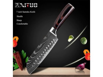 Kuchyňský Santoku nůž 7" XITUO ocel 7CR17 440
