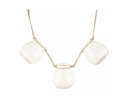 Tři skleničky na čajovou svíčku na provazovém závěsu