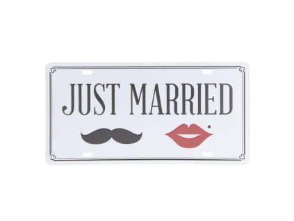 Plechová cedule JUST MARRIE 30*15 cm