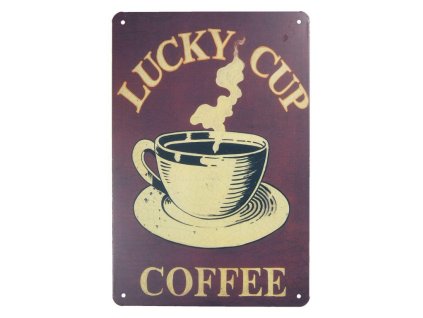Plechová cedule LUCKY CUP COFFEE