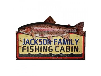 Plechová cedule FISHING CABIN