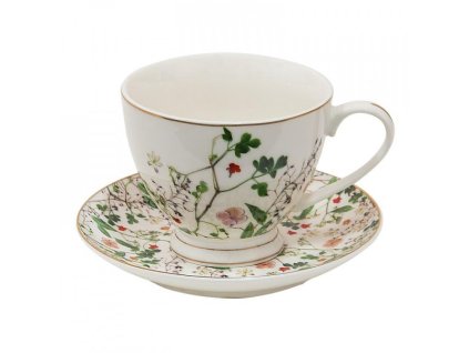 Porcelánový šálek s podšálkem FLOWERS