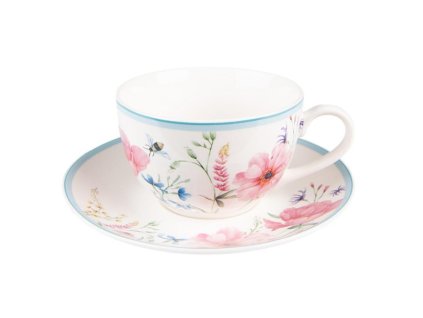 Porcelánový šálek s podšálkem PINK POPPIES