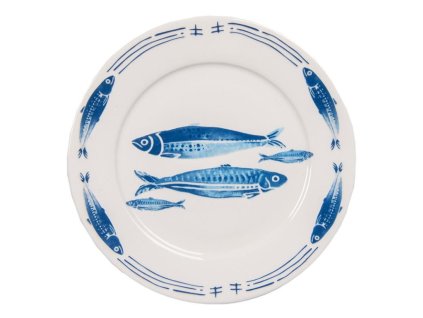 Porcelánový jídelní talíř FISHY BLUE