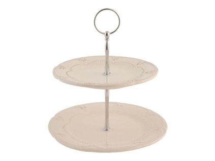 Dvoupatrový keramický etažér RUSTIC ROMANCE Clayre & Eef 6CE0266