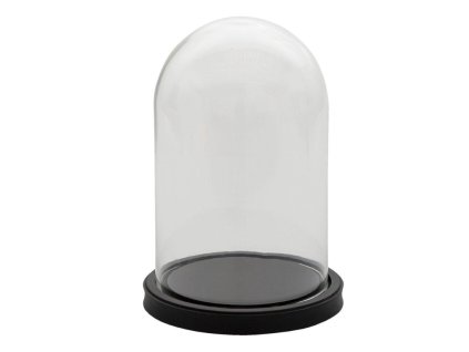 Skleněný poklop s dřevěnou podstavou  17*25 cm Clayre & Eef 6GL3365