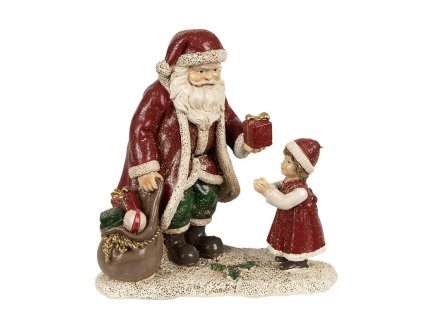 Dekorativní figurka Santy s děvčátkem Clayre & Eef 6PR3927