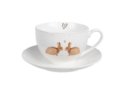 Porcelánový šálek s podšálkem BUNNYS IN LOVE Clayre & Eef BSLCKS