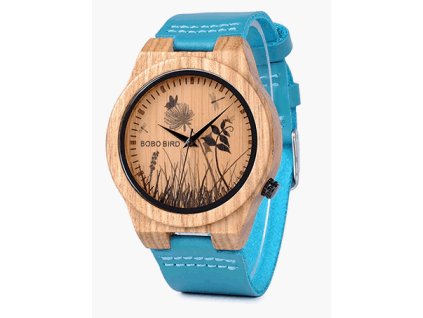 Uni dřevěné hodinky BOBO BIRD Meadow Leather