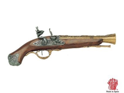 Pistole s křesadlovým zámkem, 18. stol.