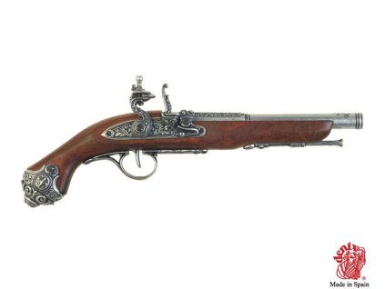 Pistole s křesadlovým zámkem, 18. stol.