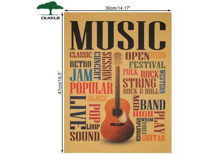 Plakát Music Guitar, 47 x 36cm