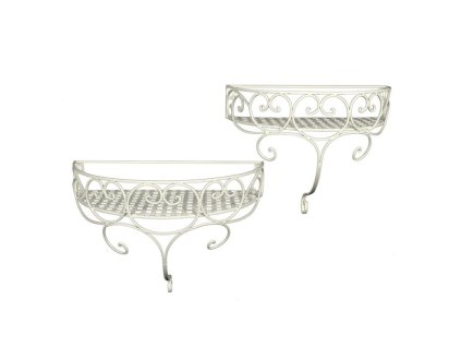 Nástěnné police z tepaného železa Ondula white