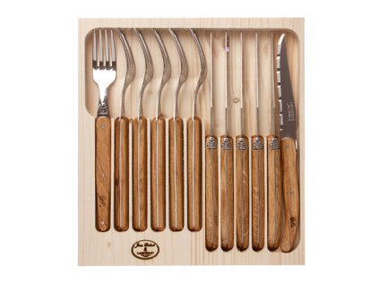 Sada steakových nožů a vidliček 12ti dílná Laguiole Jean Dubost, dubové dřevo