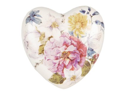 Dekorativní keramické srdíčko FLOWERS