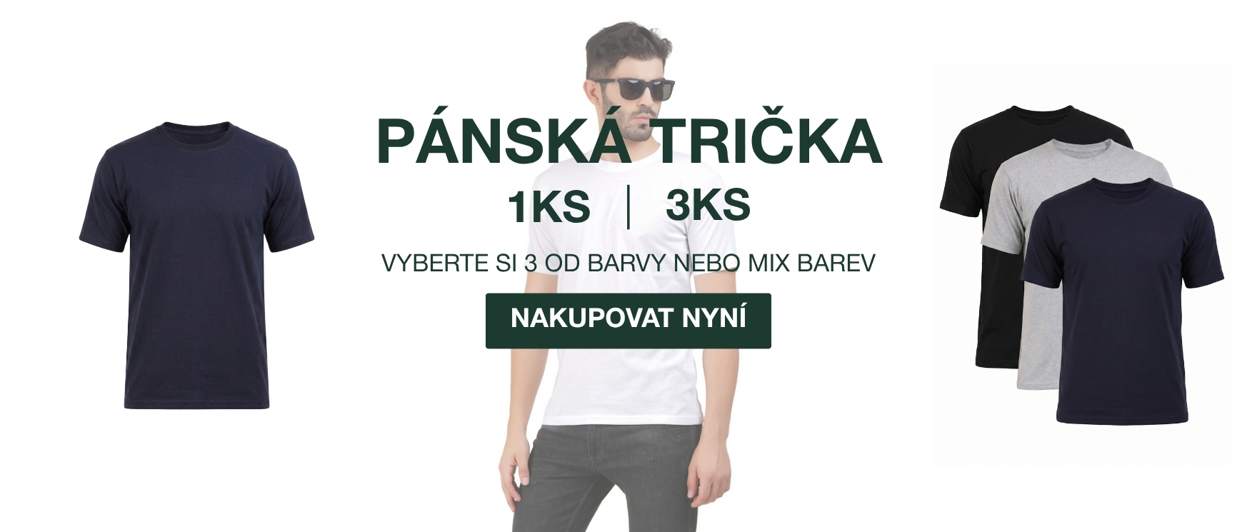 Pánská trička, vyberte si: 1ks nebo výhodný 3 Pack, od barvy nebo mix barev
