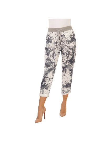 Dámské tepláky s bílými květy