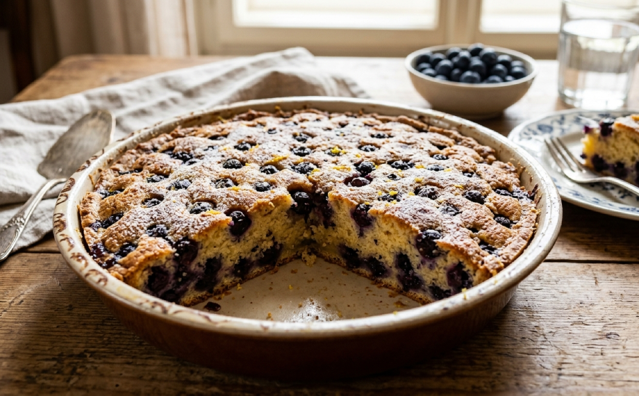 Borůvkový koláč v kulaté formě