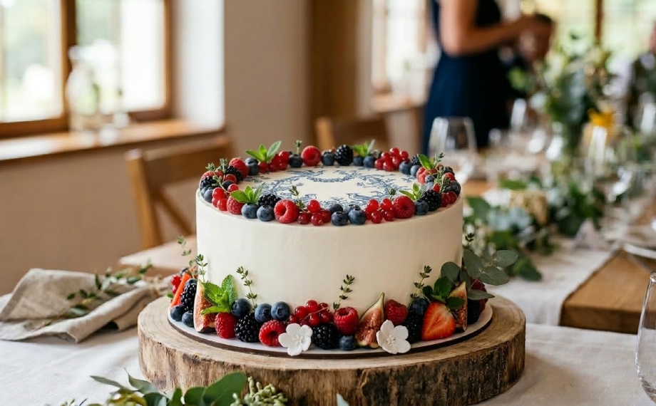 Dort s jedlým papírem a ovocem v rámečku