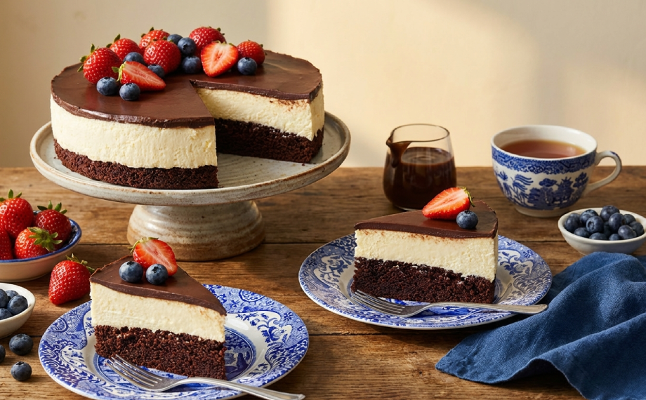 Míša řez s jahodami a borůvkami