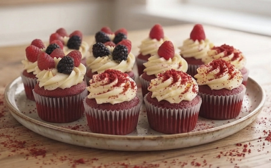 Red velvet cupcakes s krémovou čepičkou