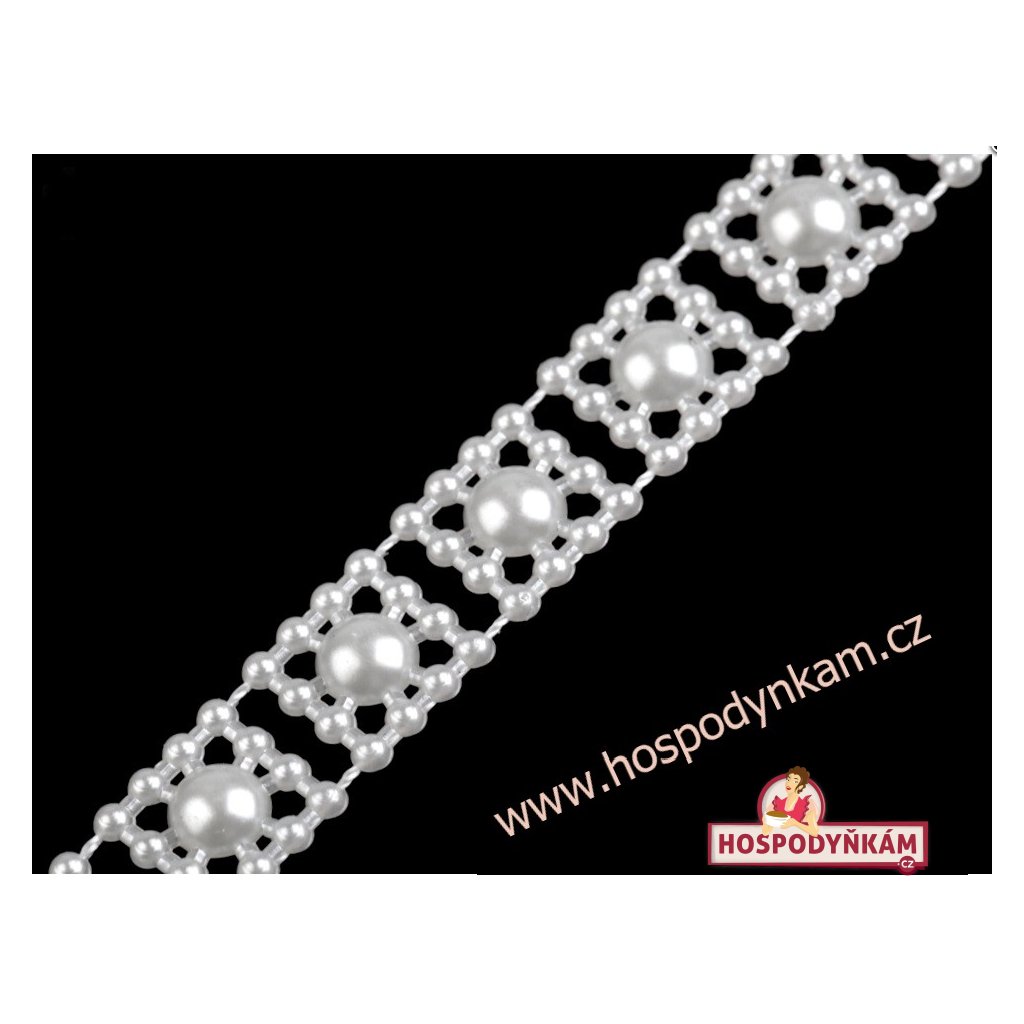 Ozdobný pás na dort bílé perly (3m)