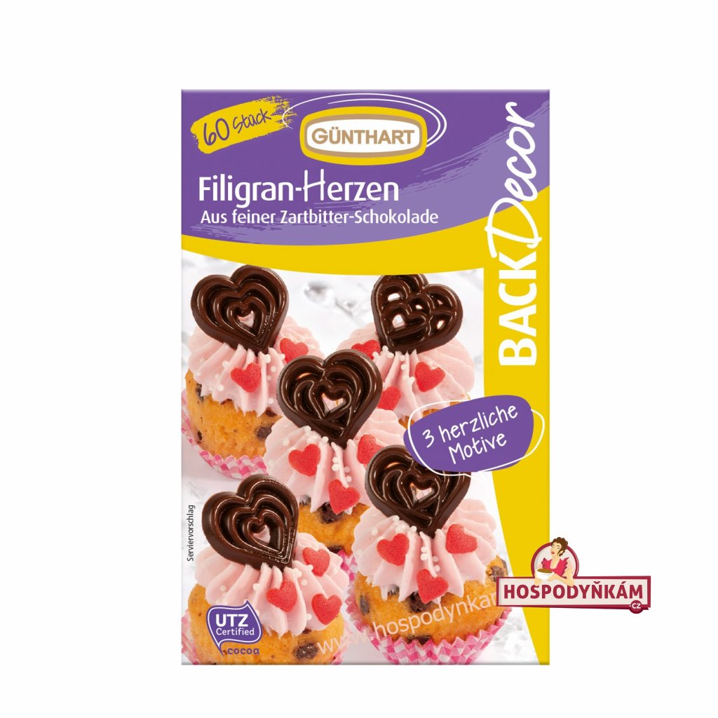 Čokoládová dekorace Obrysová srdce 60ks