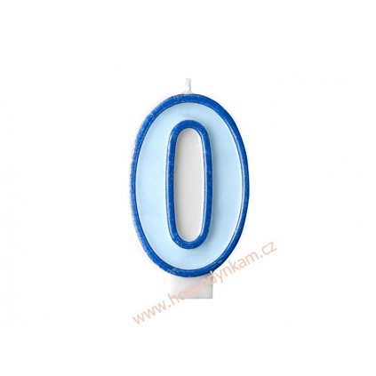 Dortová svíčka číslice modrá 0