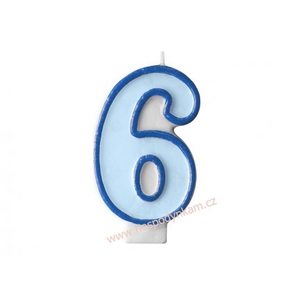 Dortová svíčka číslice modrá 6