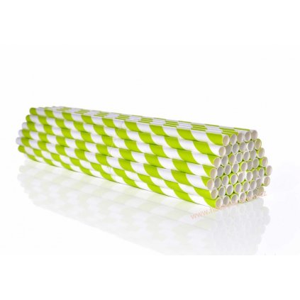 Papírová brčka zelený proužek