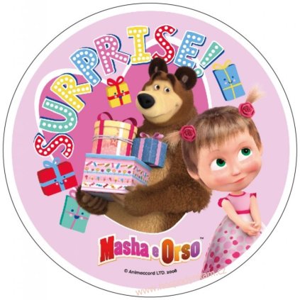 Jedlý papír Máša a medvěd s nápisem