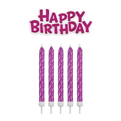 PME Dortové svíčky Happy Birthday růžové