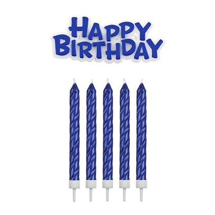 PME Dortové svíčky Happy Birthday modré