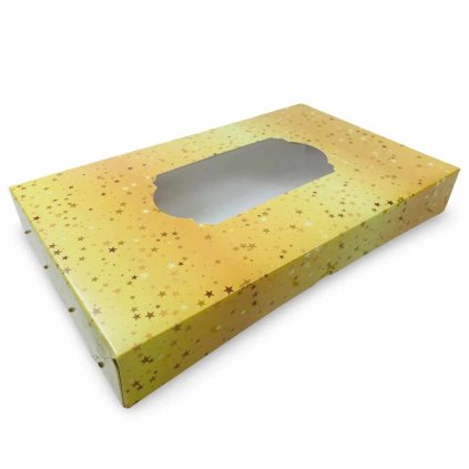 Alvarak Krabice na vánoční cukroví Jumbo Žlutá s hvězdami 1